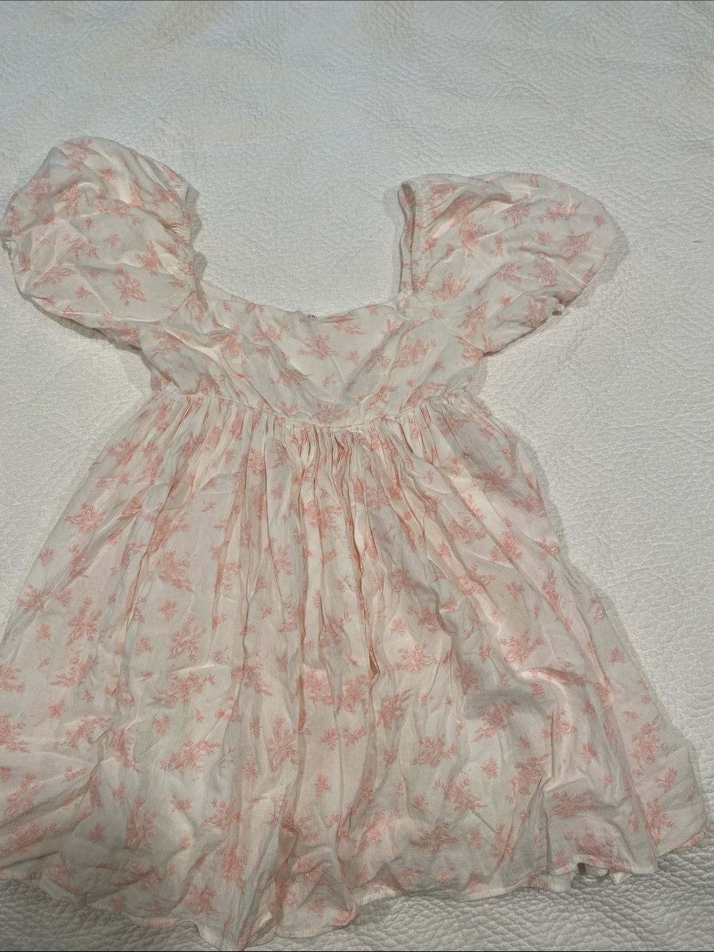 White Mini Dress with Soft Pink Floral Print